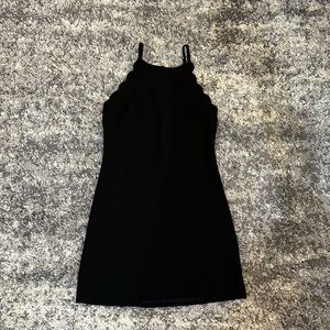 IZ Byer Scalloped Edge Black Mini Dress